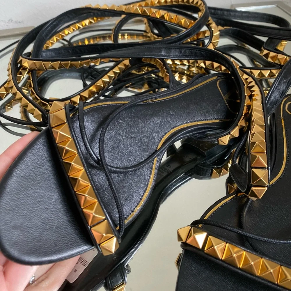 VALENTINO GARAVANI No Limit Rockstud Ankle-wrap Gladiator Sandals $1,900